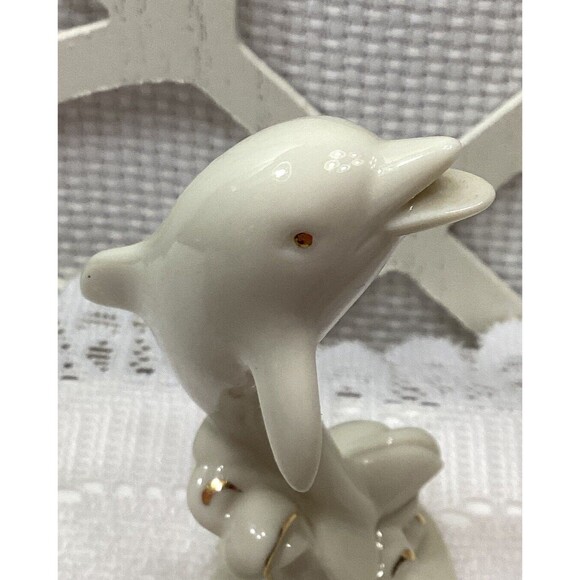 Beautiful Lenox Porcelain Dolphin Porpoise Figurine Sculpture Statue Gold Trim - Picture 5 of 10